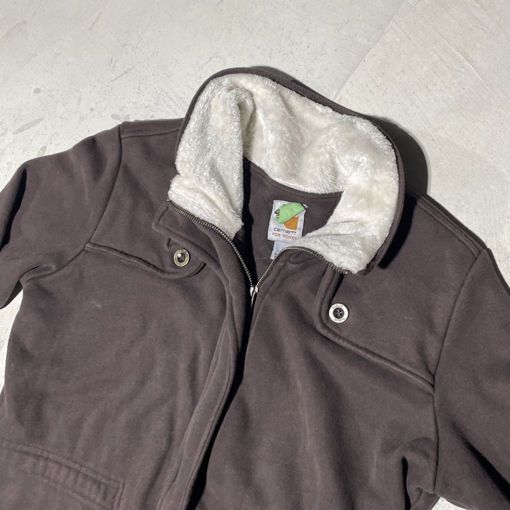 Carhartt Women's WK111 Sherpa Lined Collar Full Zip Jacket Brown SZ Large VTG - Picture 3 of 12